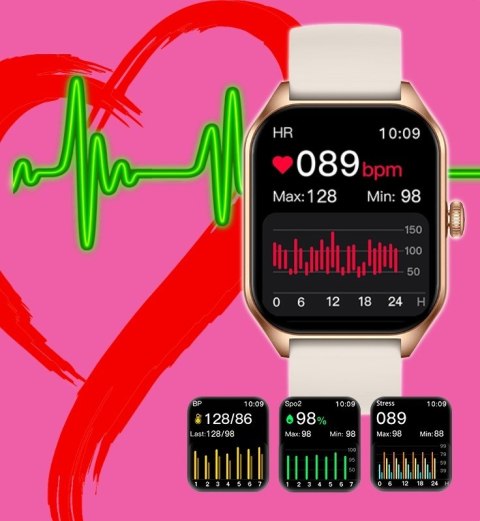 Smartwatch Damski Rubicon RNCF03-5 Różowe złoto Bransoleta + Pasek Smartwatch Damski Rubicon RNCF03-5 Różowe złoto Bransoleta + Pasek