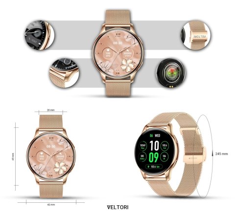Smartwatch Damski Rubicon RNCF30 Gold + Pasek Pink Smartwatch Damski Rubicon RNCF30 Gold + Pasek Pink