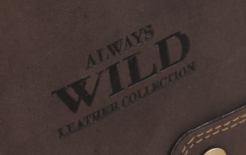 Atrakcyjny, skórzany portfel męski z mosiężnym łańcuchem - Always Wild Atrakcyjny, skórzany portfel męski z mosiężnym łańcuchem - Always Wild
