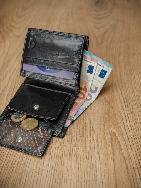 Pionowy portfel męski z gładkiej skóry naturalnej, ochrona RFID Stop - Pierre Andreus Pionowy portfel męski z gładkiej skóry naturalnej, ochrona RFID Stop - Pierre Andreus