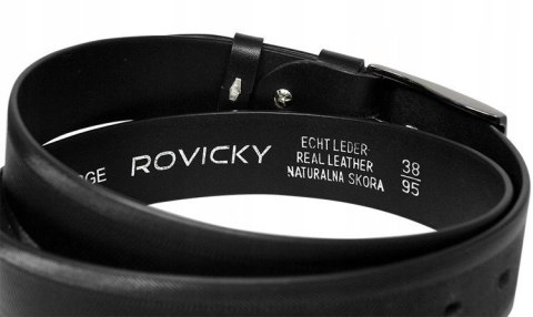 Skórzany pasek męski ze stylowym motywem żłobień - Rovicky Skórzany pasek męski ze stylowym motywem żłobień - Rovicky
