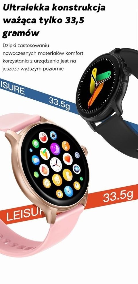 Smartwatch Damski GRAVITY GT12-5 Szary Pasek Silikonowy + Bransoleta Różowe Złoto Smartwatch Damski GRAVITY GT12-5 Szary Pasek Silikonowy + Bransoleta Różowe Złoto