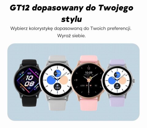 Smartwatch Damski GRAVITY GT12-5 Szary Pasek Silikonowy + Bransoleta Różowe Złoto Smartwatch Damski GRAVITY GT12-5 Szary Pasek Silikonowy + Bransoleta Różowe Złoto