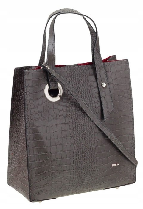 Stylowy, prostokątny shopper damski ze skóry naturalnej - Rovicky Stylowy, prostokątny shopper damski ze skóry naturalnej - Rovicky