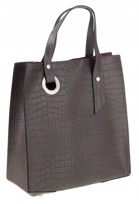 Stylowy, prostokątny shopper damski ze skóry naturalnej - Rovicky Stylowy, prostokątny shopper damski ze skóry naturalnej - Rovicky