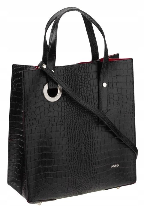 Stylowy, prostokątny shopper damski ze skóry naturalnej - Rovicky Stylowy, prostokątny shopper damski ze skóry naturalnej - Rovicky
