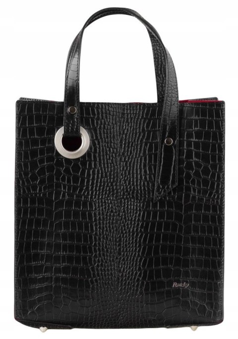 Stylowy, prostokątny shopper damski ze skóry naturalnej - Rovicky Stylowy, prostokątny shopper damski ze skóry naturalnej - Rovicky