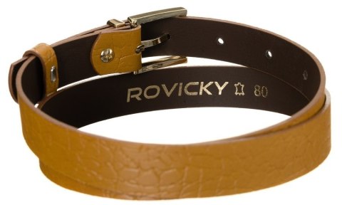 Ciekawy skórzany pasek damski ze złotą klamrą, zwierzęcy motyw - Rovicky Ciekawy skórzany pasek damski ze złotą klamrą, zwierzęcy motyw - Rovicky