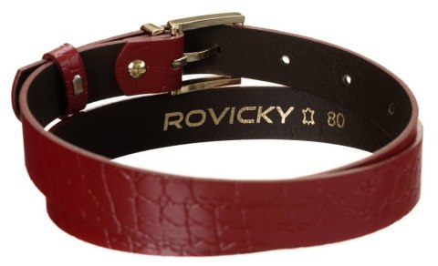 Ciekawy skórzany pasek damski ze złotą klamrą, zwierzęcy motyw - Rovicky Ciekawy skórzany pasek damski ze złotą klamrą, zwierzęcy motyw - Rovicky