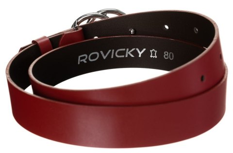 Gładki, skórzany pasek damski ze srebrną, podwójną klamrą - Rovicky Gładki, skórzany pasek damski ze srebrną, podwójną klamrą - Rovicky