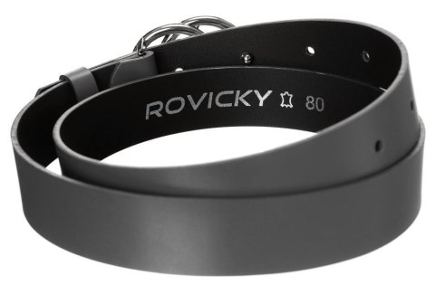 Gładki, skórzany pasek damski ze srebrną, podwójną klamrą - Rovicky Gładki, skórzany pasek damski ze srebrną, podwójną klamrą - Rovicky