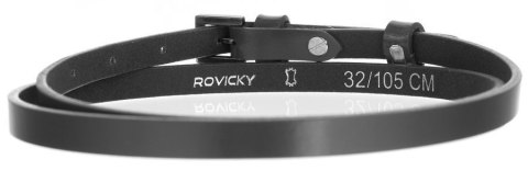 Wąski, skórzany pasek damski ze sprzączką, do sukienki - Rovicky Wąski, skórzany pasek damski ze sprzączką, do sukienki - Rovicky