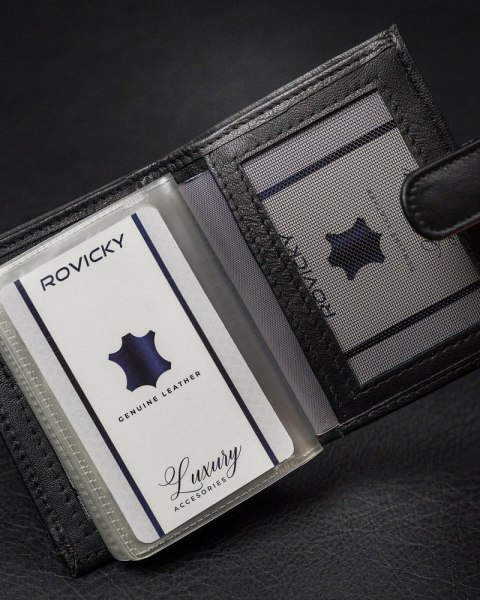 Pionowe, skórzane etui na karty z zapinką i kieszenią na banknoty - Loren Pionowe, skórzane etui na karty z zapinką i kieszenią na banknoty - Loren