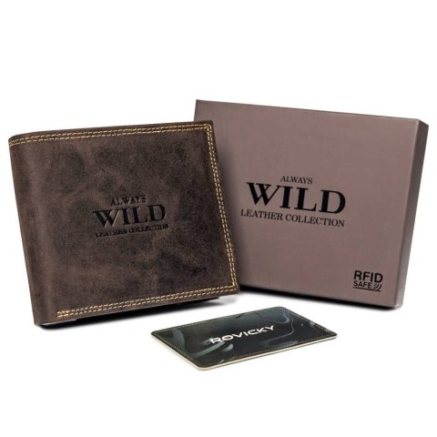 Poziomy, składany portfel męski z zewnętrzną kieszonką na kartę - Always Wild Poziomy, składany portfel męski z zewnętrzną kieszonką na kartę - Always Wild