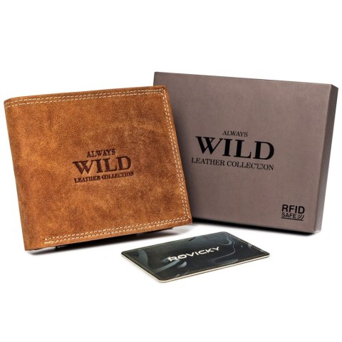 Poziomy, składany portfel męski z zewnętrzną kieszonką na kartę - Always Wild Poziomy, składany portfel męski z zewnętrzną kieszonką na kartę - Always Wild