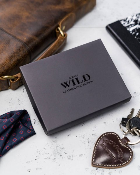 Poziomy, składany portfel męski z zewnętrzną kieszonką na kartę - Always Wild Poziomy, składany portfel męski z zewnętrzną kieszonką na kartę - Always Wild