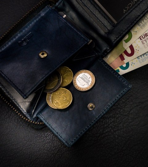 Skórzany, kwadratowy portfel męski na zamek w stylu retro, RFID - Always Wild Skórzany, kwadratowy portfel męski na zamek w stylu retro, RFID - Always Wild