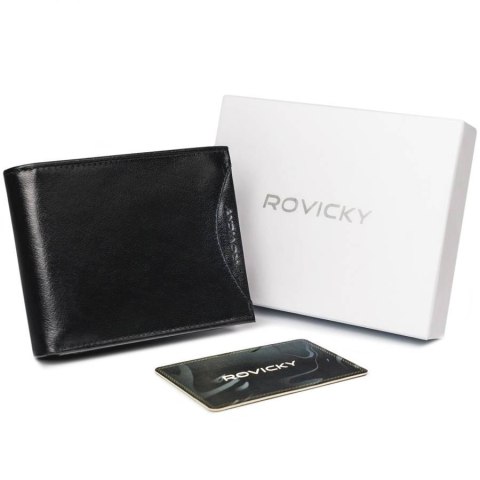 Szeroki, oryginalny portfel męski z naturalnej skóry licowej RFID - Rovicky Szeroki, oryginalny portfel męski z naturalnej skóry licowej RFID - Rovicky