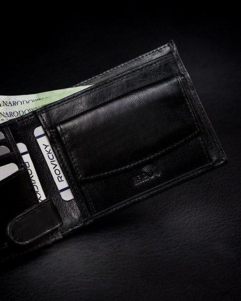Szeroki, oryginalny portfel męski z naturalnej skóry licowej RFID - Rovicky Szeroki, oryginalny portfel męski z naturalnej skóry licowej RFID - Rovicky