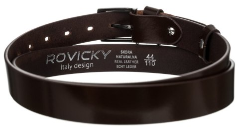 Wąski pasek męski z polerowanej skóry naturalnej licowej - Rovicky Wąski pasek męski z polerowanej skóry naturalnej licowej - Rovicky