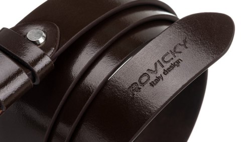 Wąski pasek męski z polerowanej skóry naturalnej licowej - Rovicky Wąski pasek męski z polerowanej skóry naturalnej licowej - Rovicky
