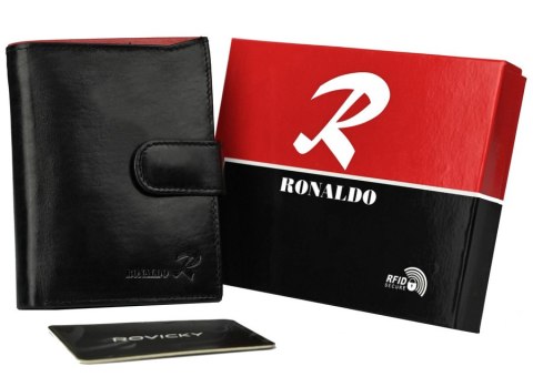 Zapinany, pionowy portfel męski z połyskującej skóry naturalnej - Ronaldo Zapinany, pionowy portfel męski z połyskującej skóry naturalnej - Ronaldo