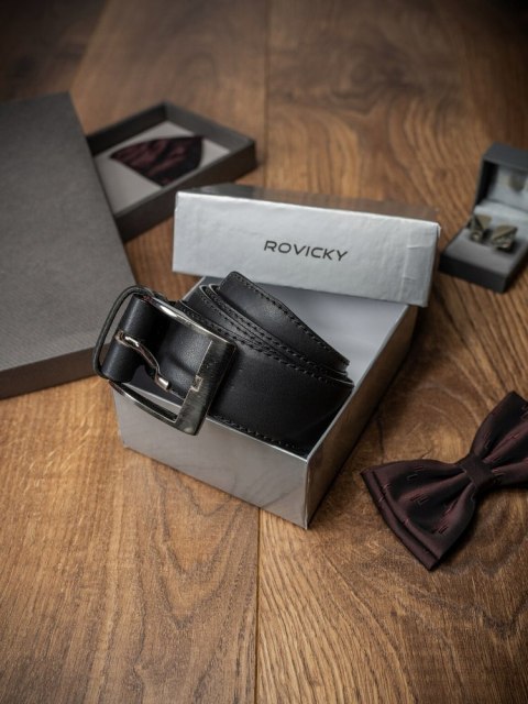 Uniwersalny skórzany pasek męski z klasyczną klamrą - Rovicky Uniwersalny skórzany pasek męski z klasyczną klamrą - Rovicky