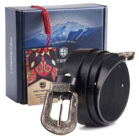 Pasek damski z ozdobną, metalową klamrą - Peterson Pasek damski z ozdobną, metalową klamrą - Peterson