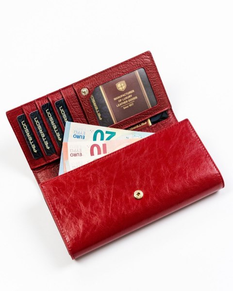 Skórzany portfel damski na karty z ochroną RFID - Peterson Skórzany portfel damski na karty z ochroną RFID - Peterson