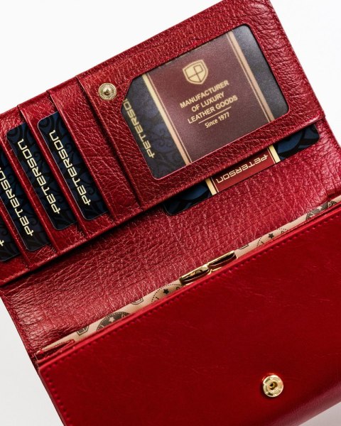 Skórzany portfel damski na karty z ochroną RFID - Peterson Skórzany portfel damski na karty z ochroną RFID - Peterson