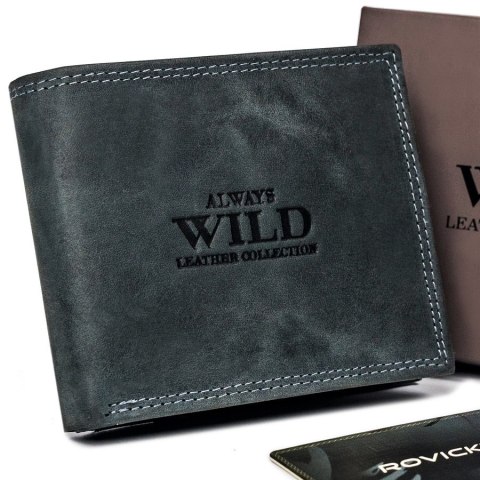 Poziomy, składany portfel męski z zewnętrzną kieszonką na kartę - Always Wild Poziomy, składany portfel męski z zewnętrzną kieszonką na kartę - Always Wild