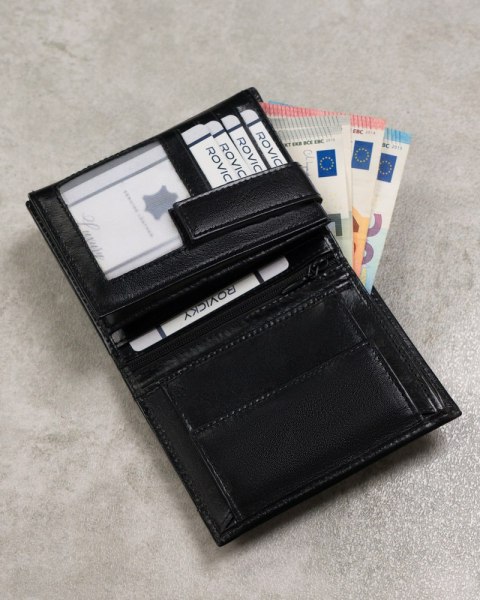 Czarny, skórzany portfel męski z zabezpieczeniem RFID Protect - Cavaldi Czarny, skórzany portfel męski z zabezpieczeniem RFID Protect - Cavaldi