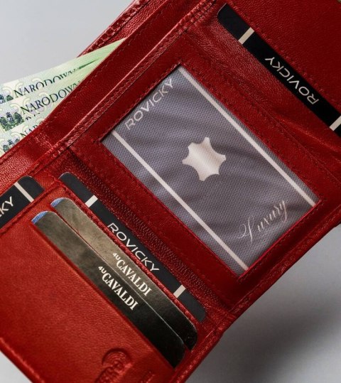 Portfel damski ze skóry naturalnej z portmonetką na bigiel, RFID - Cavaldi Portfel damski ze skóry naturalnej z portmonetką na bigiel, RFID - Cavaldi