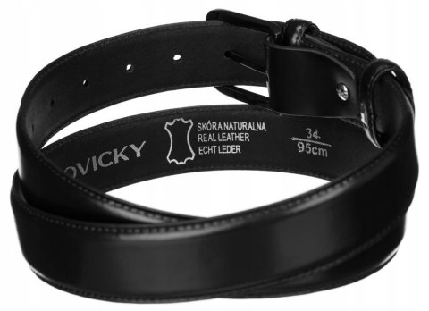 Szeroki, skórzany pasek męski z tradycyjną klamrą - Rovicky Szeroki, skórzany pasek męski z tradycyjną klamrą - Rovicky