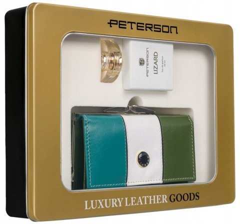Zestaw prezentowy: skórzany portfel damski i woda perfumowana Lizard - Peterson Zestaw prezentowy: skórzany portfel damski i woda perfumowana Lizard - Peterson