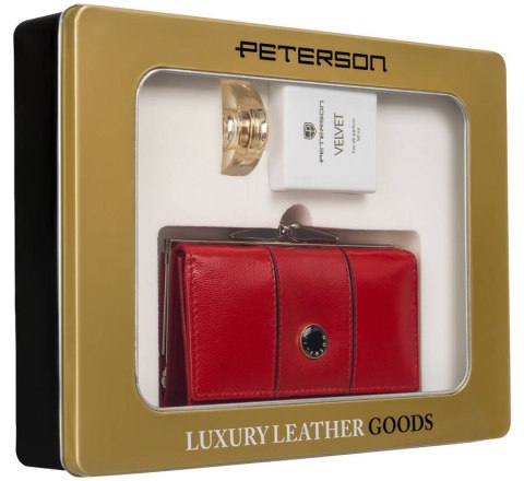 Zestaw prezentowy: skórzany portfel damski i woda perfumowana Velvet - Peterson Zestaw prezentowy: skórzany portfel damski i woda perfumowana Velvet - Peterson