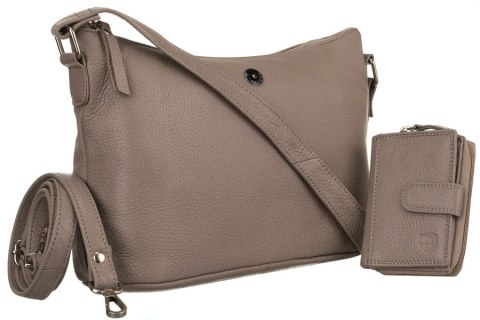Torba skórzana+portfel PTN D73-DS Dark Beige Torba skórzana+portfel PTN D73-DS Dark Beige