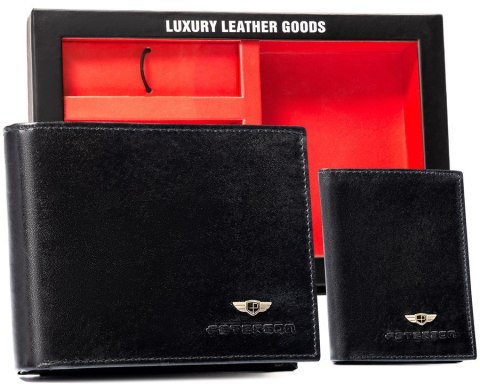 Zestaw prezentowy: elegancki skórzany portfel, etui na karty i brelok - Peterson Zestaw prezentowy: elegancki skórzany portfel, etui na karty i brelok - Peterson