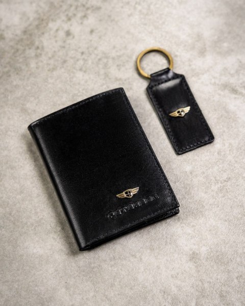 Zestaw prezentowy: elegancki skórzany portfel, etui na karty i brelok - Peterson Zestaw prezentowy: elegancki skórzany portfel, etui na karty i brelok - Peterson