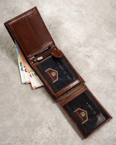 Zestaw prezentowy: elegancki skórzany portfel, etui na karty i brelok - Peterson Zestaw prezentowy: elegancki skórzany portfel, etui na karty i brelok - Peterson