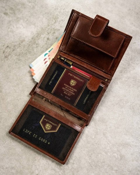 Zestaw prezentowy: skórzany portfel męski, etui na karty i brelok - Peterson Zestaw prezentowy: skórzany portfel męski, etui na karty i brelok - Peterson
