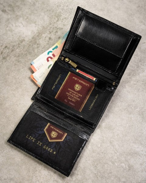 Zestaw prezentowy: skórzany portfel męski, etui na karty i brelok - Peterson Zestaw prezentowy: skórzany portfel męski, etui na karty i brelok - Peterson
