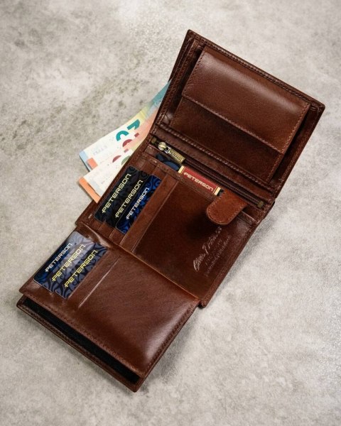 Zestaw prezentowy: skórzany portfel męski, etui na karty i brelok - Peterson Zestaw prezentowy: skórzany portfel męski, etui na karty i brelok - Peterson
