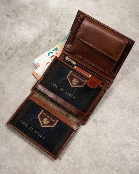 Zestaw prezentowy: skórzany portfel męski, etui na karty i brelok - Peterson Zestaw prezentowy: skórzany portfel męski, etui na karty i brelok - Peterson