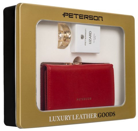 Zestaw prezentowy: skórzany portfel damski i woda perfumowana Lizard - Peterson Zestaw prezentowy: skórzany portfel damski i woda perfumowana Lizard - Peterson