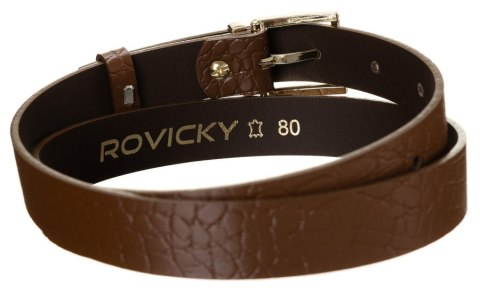 Ciekawy skórzany pasek damski ze złotą klamrą, zwierzęcy motyw - Rovicky Ciekawy skórzany pasek damski ze złotą klamrą, zwierzęcy motyw - Rovicky