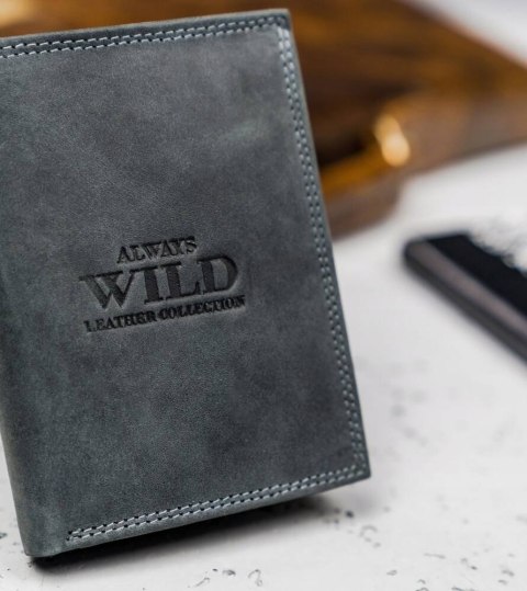 Męski portfel skórzany z zewnętrzną kieszonką do płatności - Always Wild Męski portfel skórzany z zewnętrzną kieszonką do płatności - Always Wild