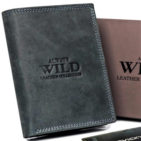 Męski portfel skórzany z zewnętrzną kieszonką do płatności - Always Wild Męski portfel skórzany z zewnętrzną kieszonką do płatności - Always Wild