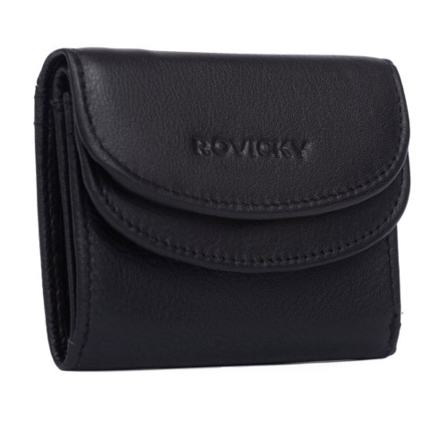 Elegancki, mały portfel damski na zatrzask ze skóry naturalnej - Rovicky Elegancki, mały portfel damski na zatrzask ze skóry naturalnej - Rovicky