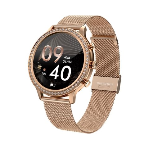 Smartwatch Damski Veltori VT310-1 Złota Bransoleta + Różowy Pasek Silikonowy Smartwatch Damski Veltori VT310-1 Złota Bransoleta + Różowy Pasek Silikonowy